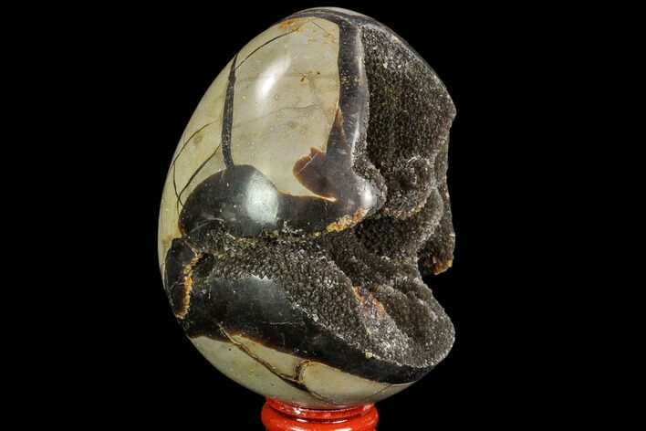 Septarian Dragon Egg Geode - Black Crystals #109969